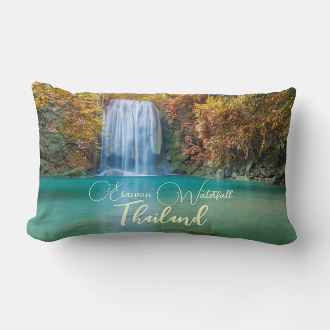 Coussin Rectangle Vue d'automne de la cascade d'Erawan Thaïlande (Recto)