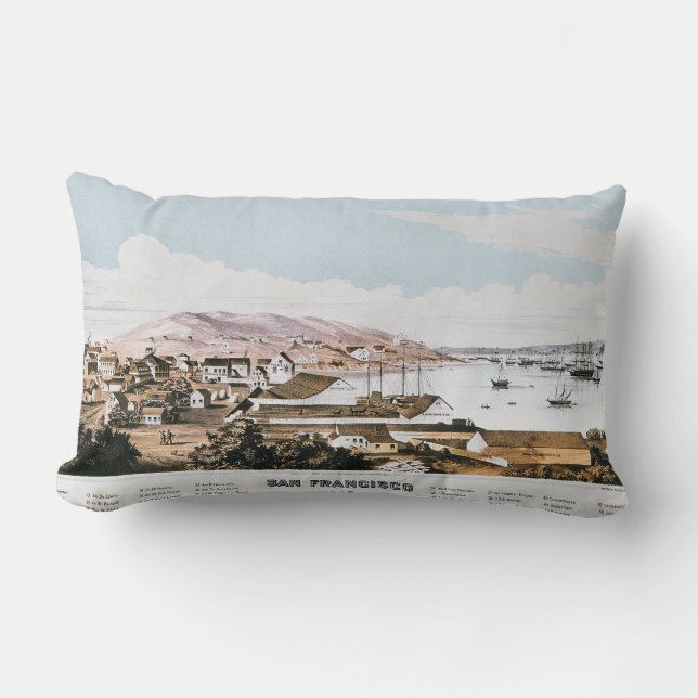 Coussin Rectangle Vue de San Francisco, 1849 (Recto)