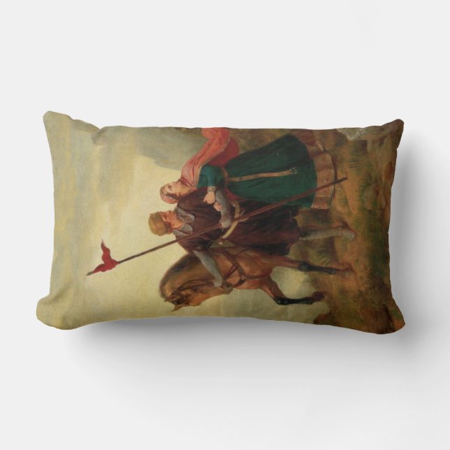 Coussin Rectangle Walther et Hildegund fuient avec leur cheval (Recto)