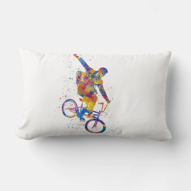 Coussin Rectangle Watercolor bmx rider (Recto)