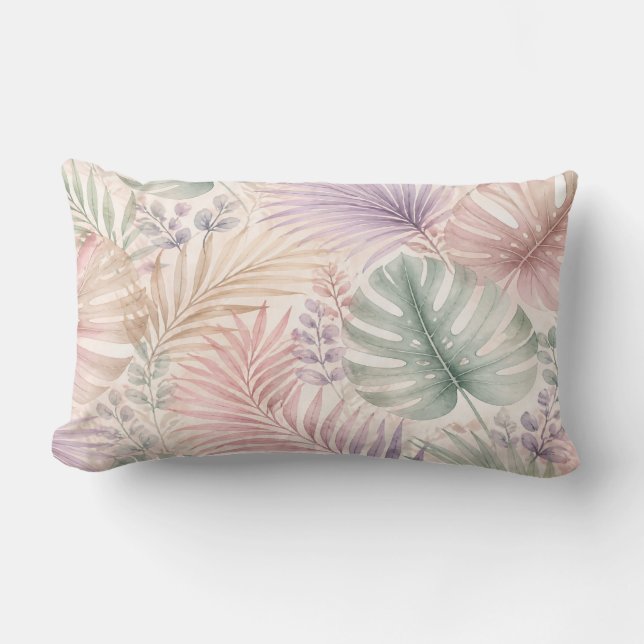 Coussin Rectangle Watercolor Botanical Leaves Pillow (Recto)