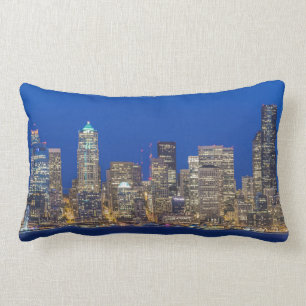 Coussin Rectangle Waterfront et Downtown Skyline à Twilight