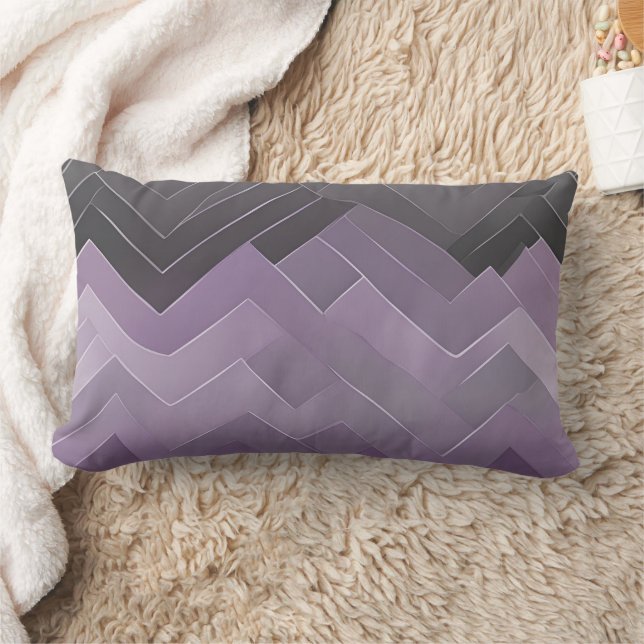 Coussin Rectangle Wavy lavender and gray geometric patterns AI art  (Couverture)