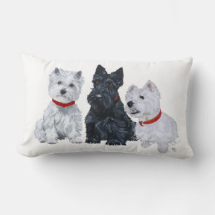 Coussin Rectangle Westies and a Scottie Together