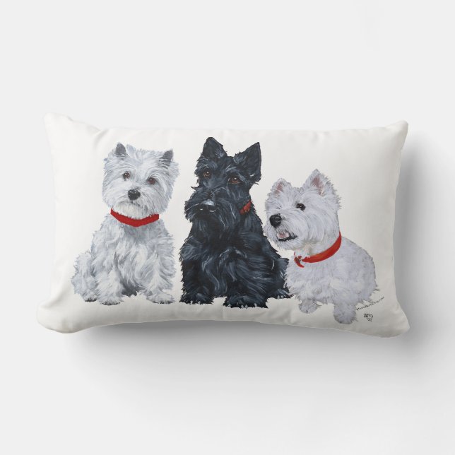 Coussin Rectangle Westies and a Scottie Together (Recto)