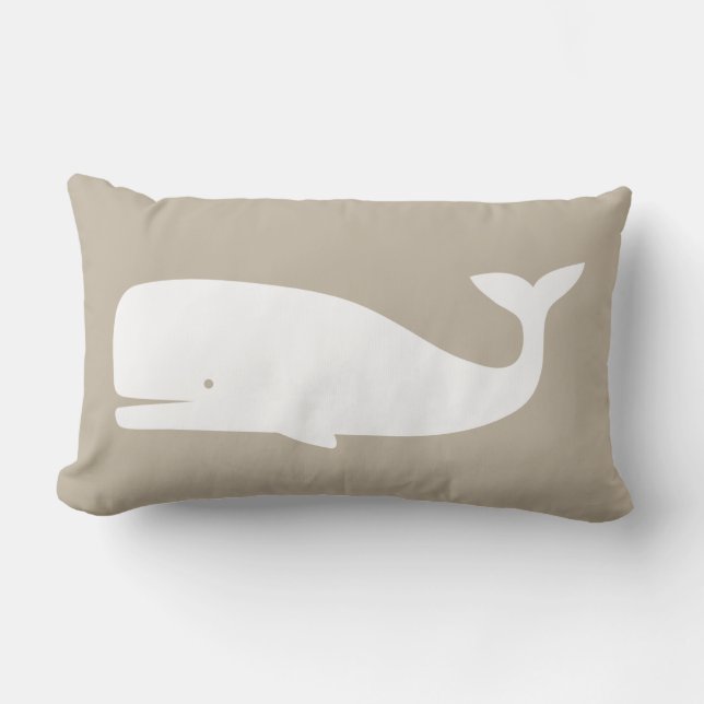 Coussin Rectangle Whale Throw Pillow – Beige &White Nautical Nursery (Recto)