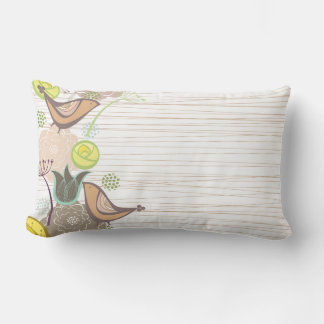 Coussin Rectangle Whimsical Rose Sweet Birds Floral Garden