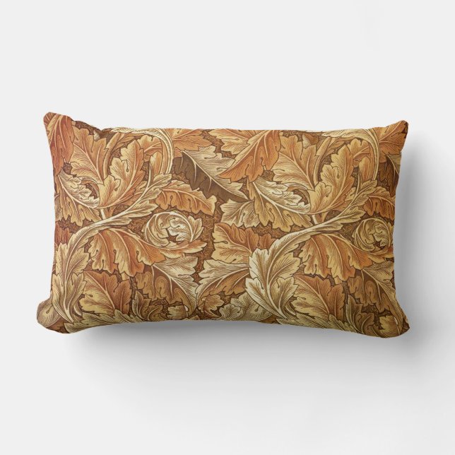 Coussin Rectangle William Morris Acanthe Brun Feuilles d'Automne (Recto)
