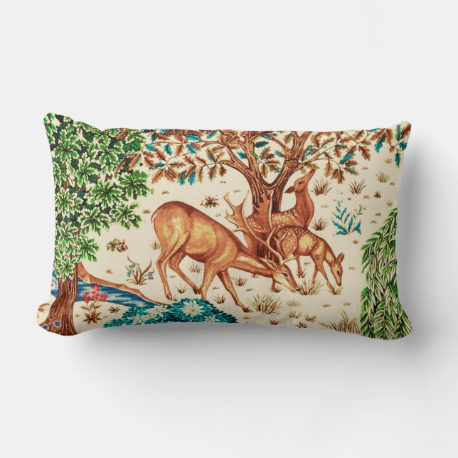 Coussin Rectangle William Morris Deer par une tapisserie de Brook be (Recto)