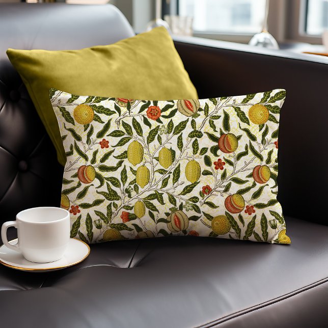 Coussin Rectangle William Morris Grenade Citron Fruits Jaunes (Créateur téléchargé)