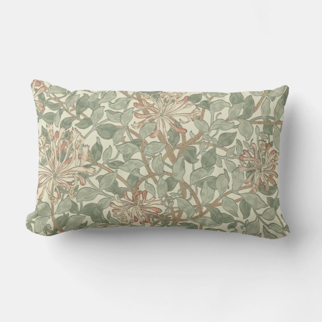 Coussin Rectangle William Morris Honeysuckle Vert Floral (Recto)
