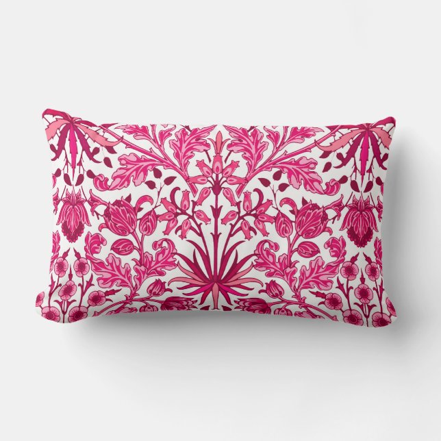Coussin Rectangle William Morris Hyacinth Imprimer, Bourgogne et ros (Recto)