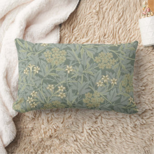 Coussin Rectangle William Morris Jasmine Bleu Vert Art Botanique