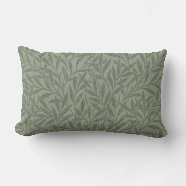 Coussin Rectangle William Morris Motif Saule Antique Vert Sauge (Recto)