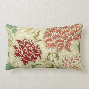 Coussin Rectangle William Morris Papier peint fin rouge floral