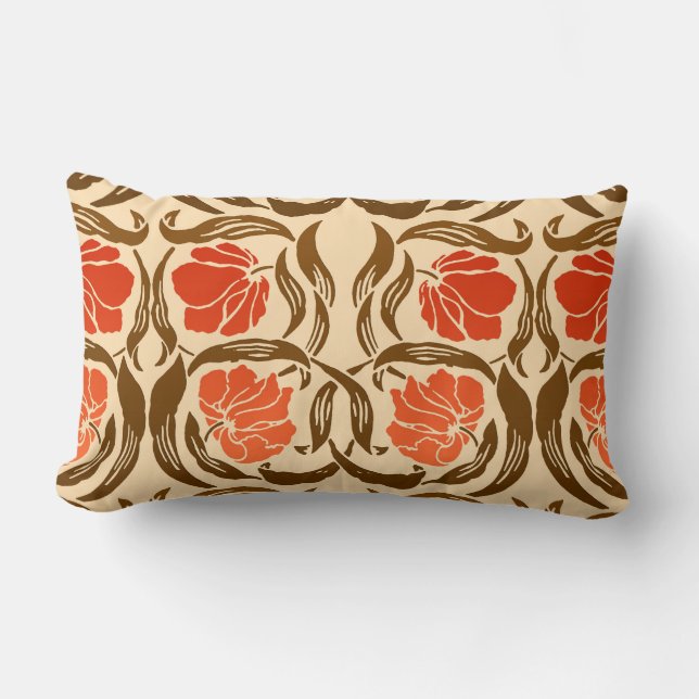 Coussin Rectangle William Morris Pimpernel, Mandarin Orange & Brown (Recto)