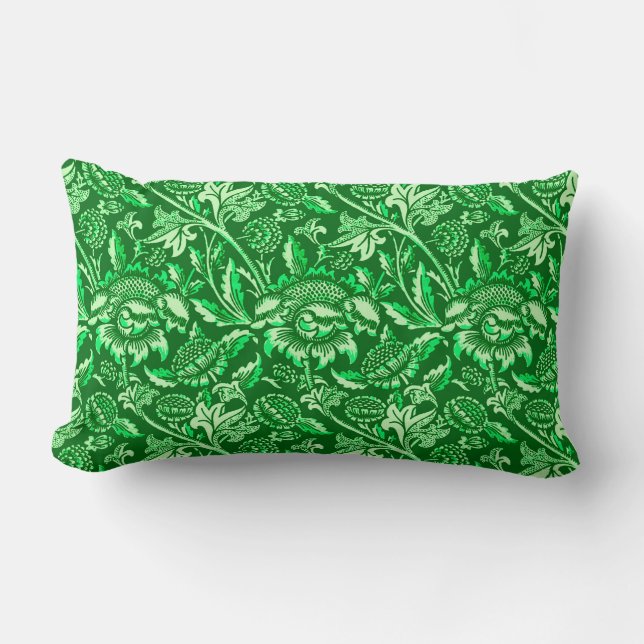 Coussin Rectangle William Morris Sunflowers, Emerald Green (Recto)