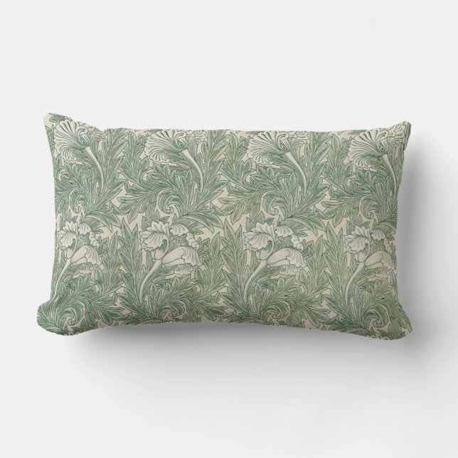 Coussin Rectangle William Morris tulip fond textile vert (Recto)