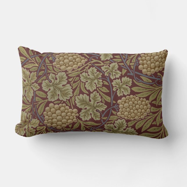 Coussin Rectangle William Morris Vine Grappe Rouge Vert Art (Recto)