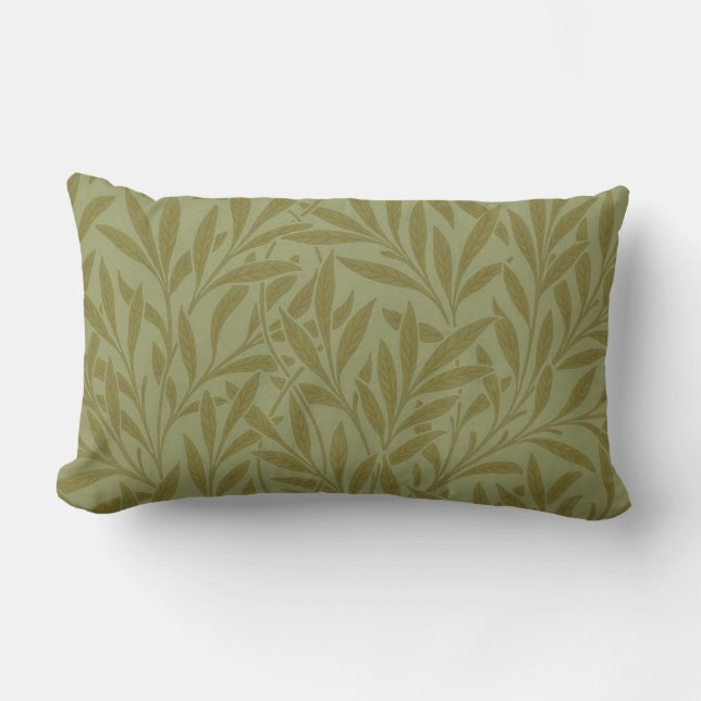 Coussin Rectangle William Morris Willow Antique Green Leaf Vine Art (Recto)