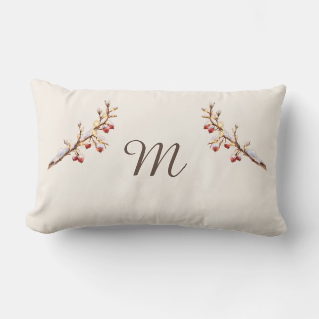Coussin Rectangle Winter Pinecone & Berry  Monogram (Recto)