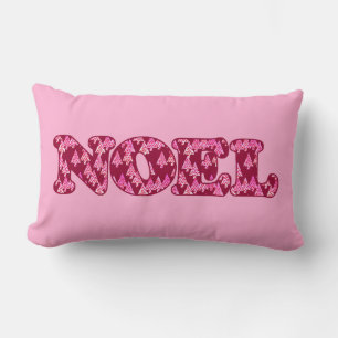 Coussin Rectangle Word Art - Noel avec des arbres en Bourgogne