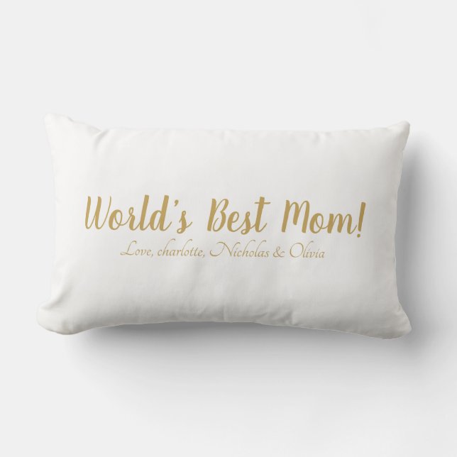 Coussin Rectangle World’s Best Mom gold custom script mignon (Recto)