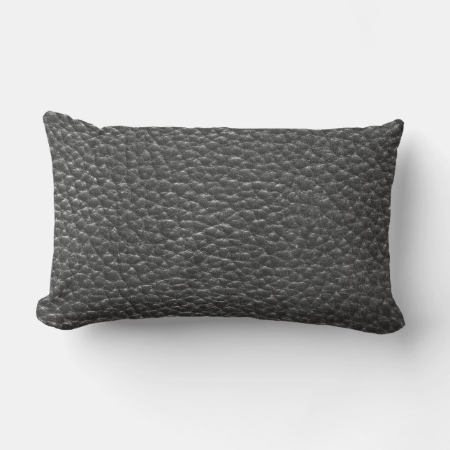 Coussin Rectangle Worn Black Faux Leather (Recto)