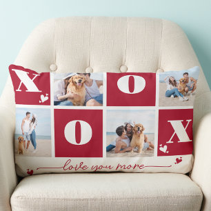 Coussin Rectangle XOXO Bold Modern 4 Photo Joyeux Jour des Valentine
