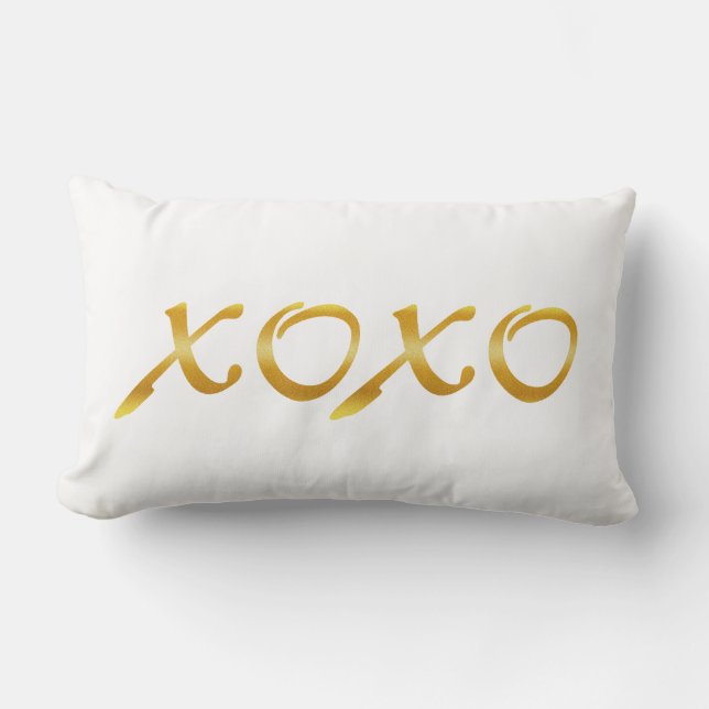 Coussin Rectangle XOXO en or (Recto)