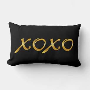 Coussin Rectangle XOXO en or et noir