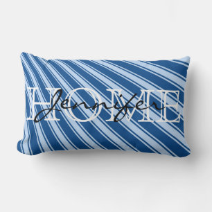 Coussin Rectangle Yale Blue Color Stripe Motif Home Monogramme
