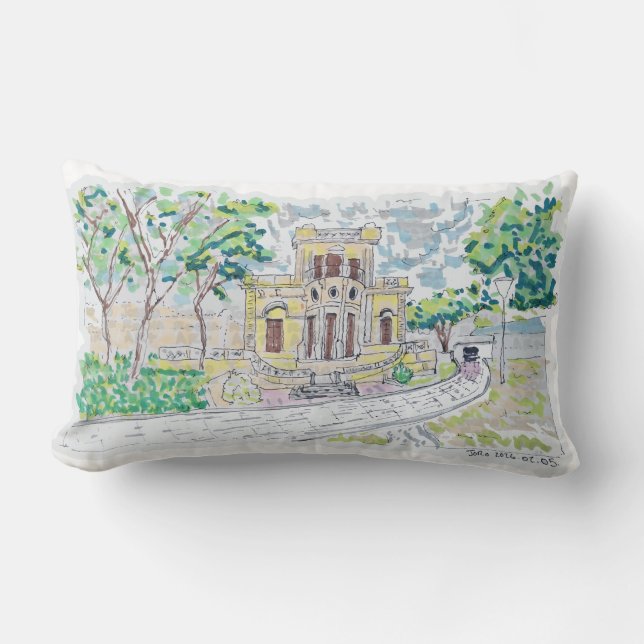 Coussin Rectangle Yellow Historic Villa (Recto)