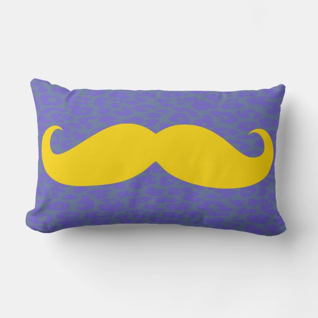 Coussin Rectangle Yellow Mustache on Leopard Skin (Recto)