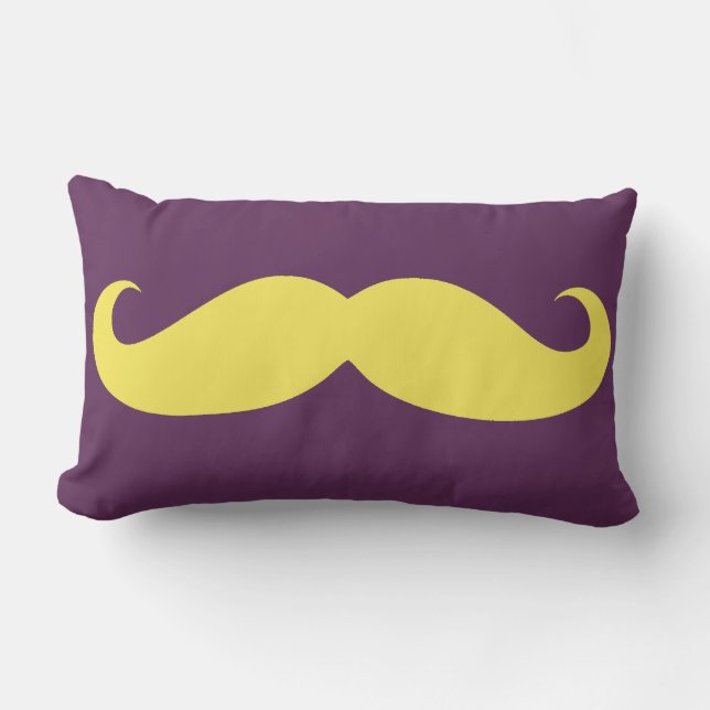 Coussin Rectangle Yellow Mustache on Purple (Recto)