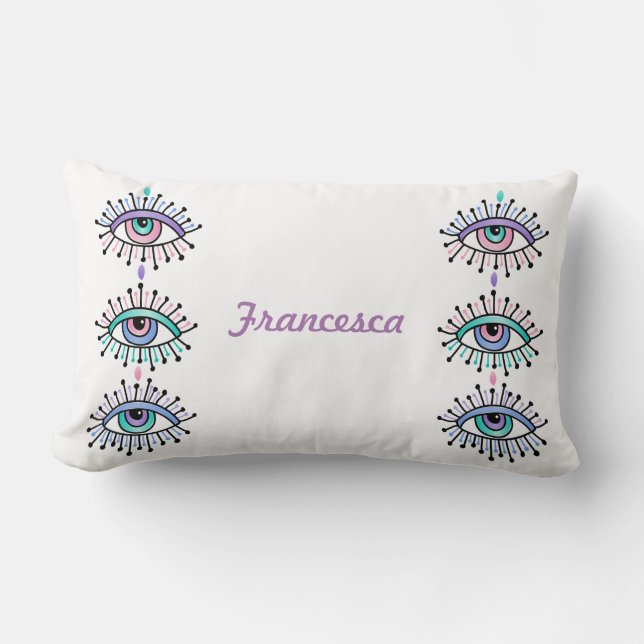 Coussin Rectangle Yeux spirituels mystiques Design sur blanc (Recto)