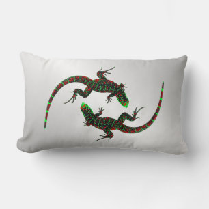 Coussin Rectangle Yin Yang Lizards Argent