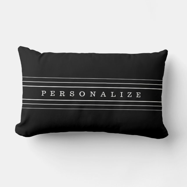 Coussin Rectangle Your Custom Text & Modern Stripes | Black & White (Recto)
