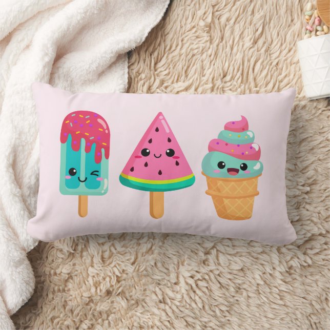 Coussin Rectangle Yummy Ice Cream Trio Vibe été (Couverture)