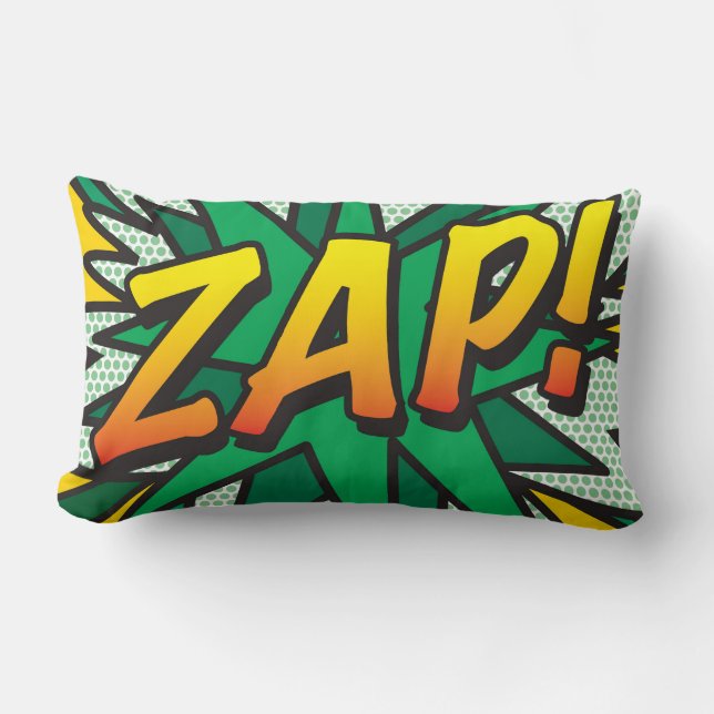 Coussin Rectangle ZAP POW Amusant Rétro Bande Dessinée Pop Art (Recto)