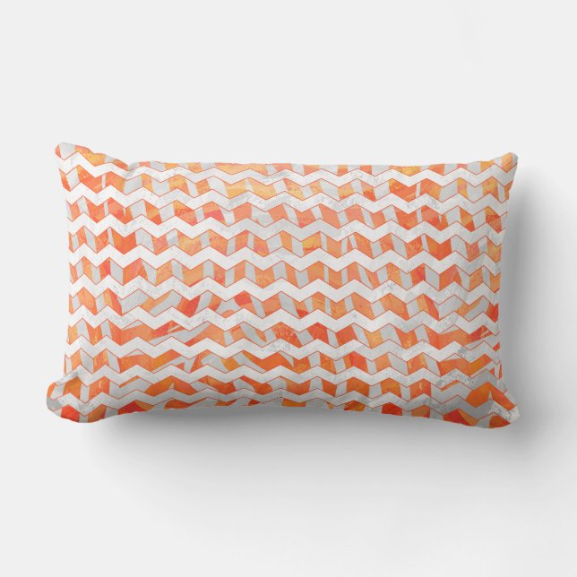 Coussin Rectangle Zebra Chevron orange et blanc (Recto)