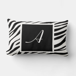 Coussin Rectangle Zebra Imprimer noir et blanc Monogramme Lumbar Cou