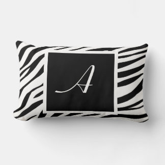 Coussin Rectangle Zebra Imprimer noir et blanc Monogramme Lumbar Cou