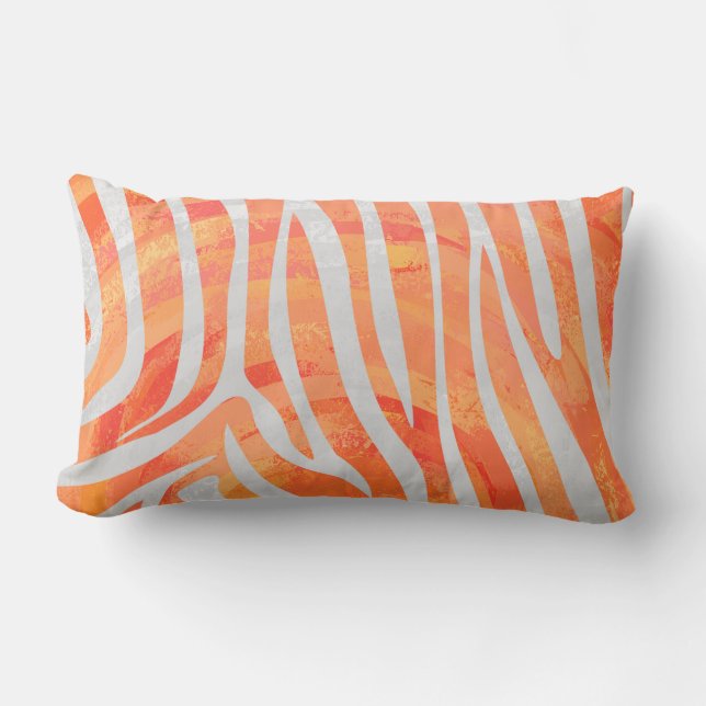 Coussin Rectangle Zebra Orange and White Print (Recto)