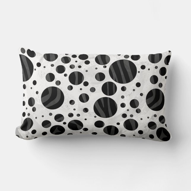 Coussin Rectangle Zebra Polka point noir et gris impression (Recto)