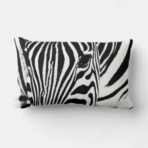 Coussin Rectangle Zebra portrait noir et blanc