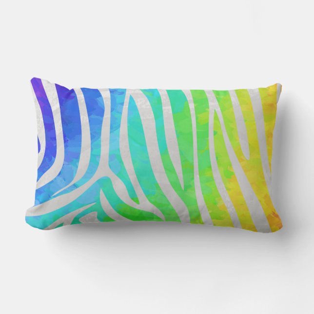 Coussin Rectangle Zebra Rainbow et White Print (Recto)