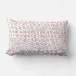 Coussin Rectangle Zebra rose et blanc Chevron