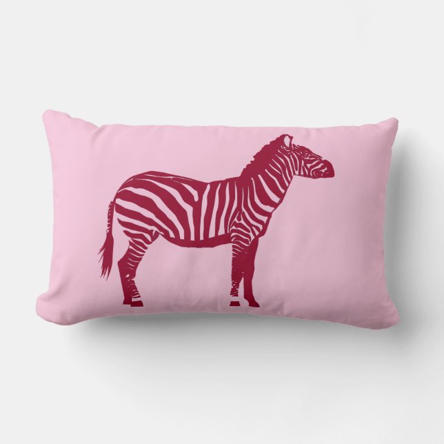Coussin Rectangle Zèbre - Bourgogne et rose (Recto)