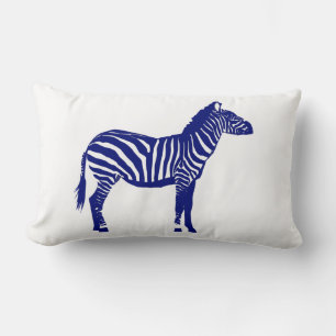 Coussin Rectangle Zèbre - Cobalt foncé bleu et blanc